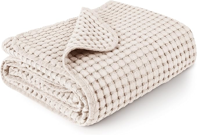 Waffle Baby Blankets, Nursery Blankets for Boys Girls, Swaddle Blankets Neutral Soft Lightweight Toddler and Kids Throw Blankets(Oat)