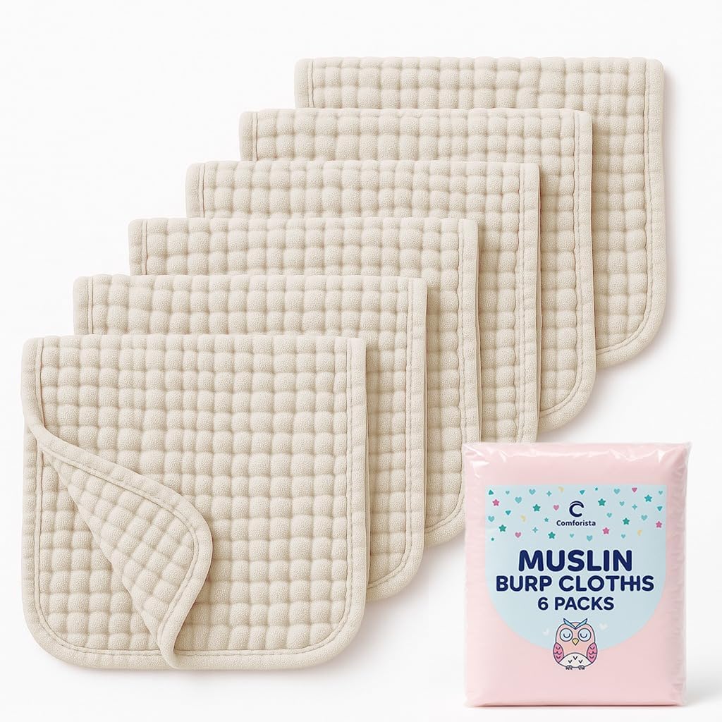 Comforista Muslin Burp Cloths Pack of 6