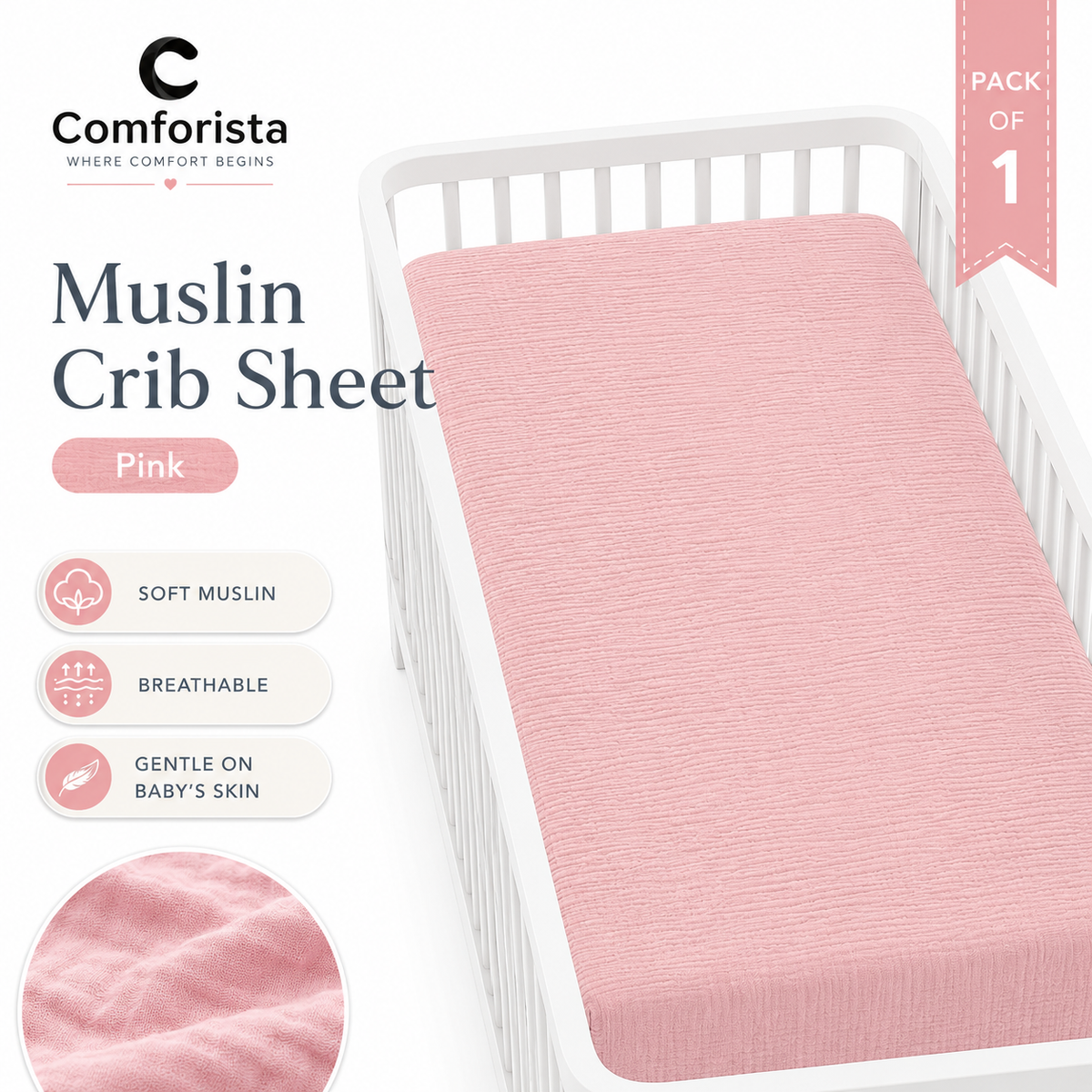 Comforista Muslin Crib Sheet 1 Pack