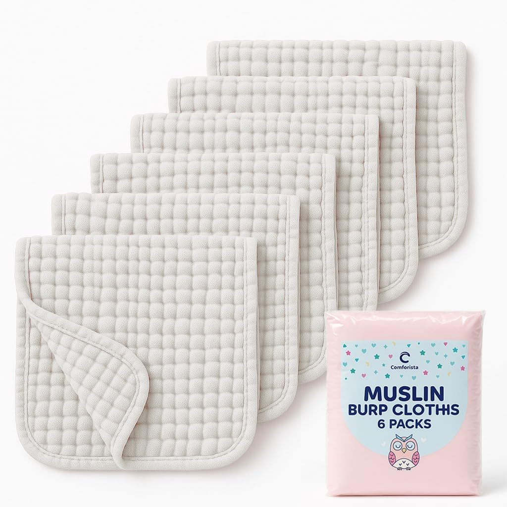 Comforista Muslin Burp Cloths Pack of 6