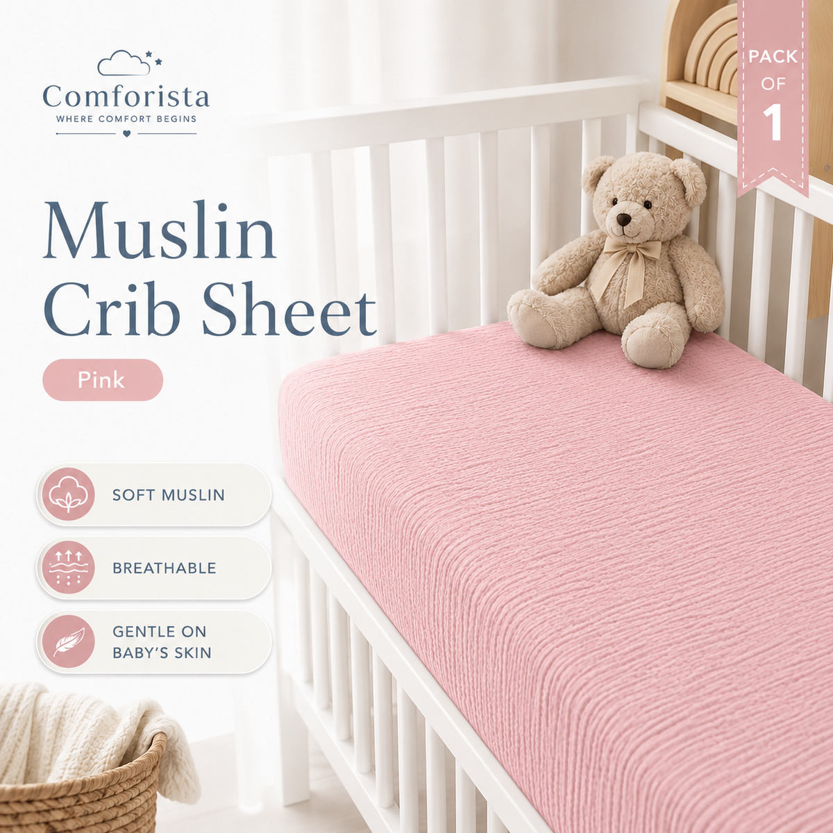 Comforista Muslin Crib Sheet 1 Pack