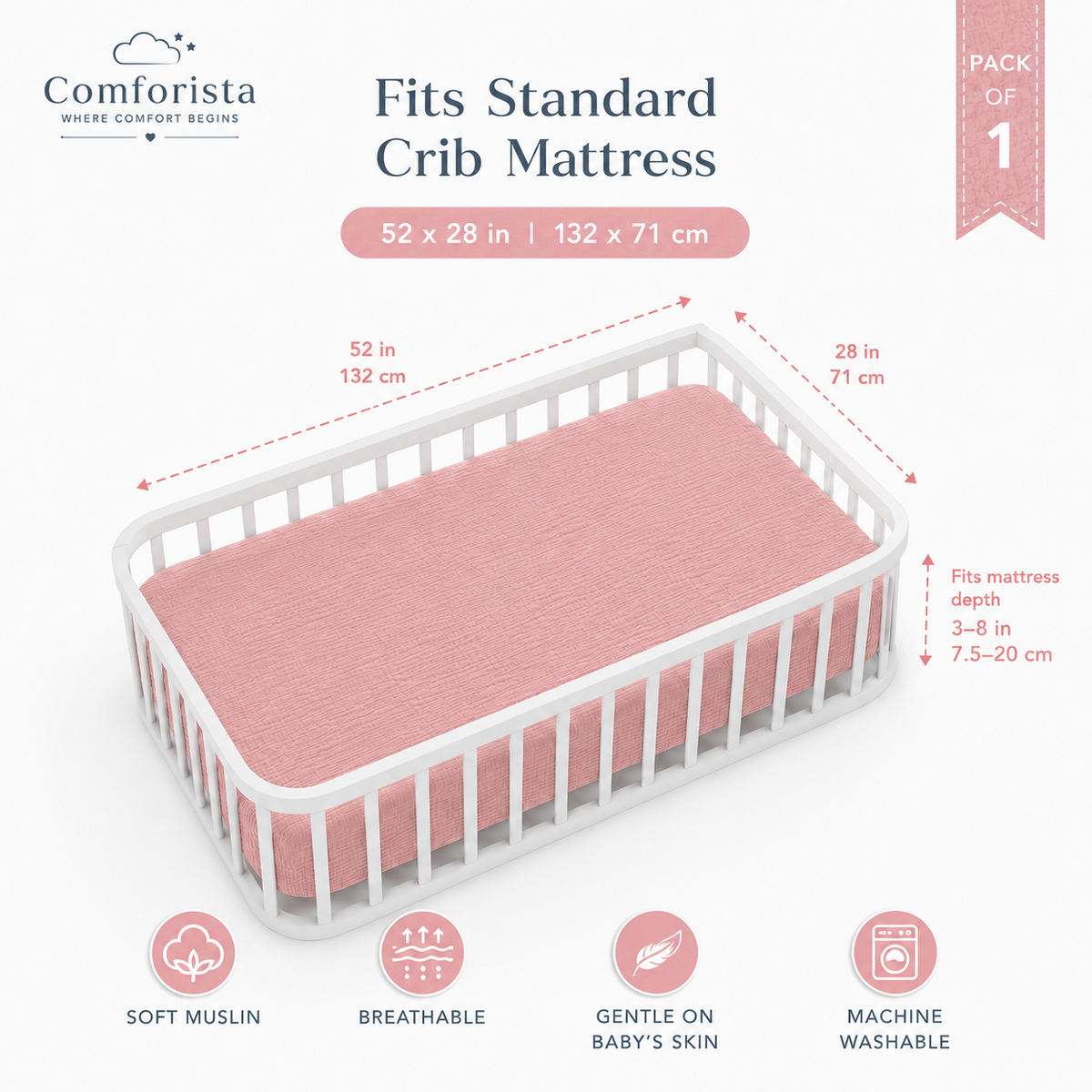 Comforista Muslin Crib Sheet 1 Pack