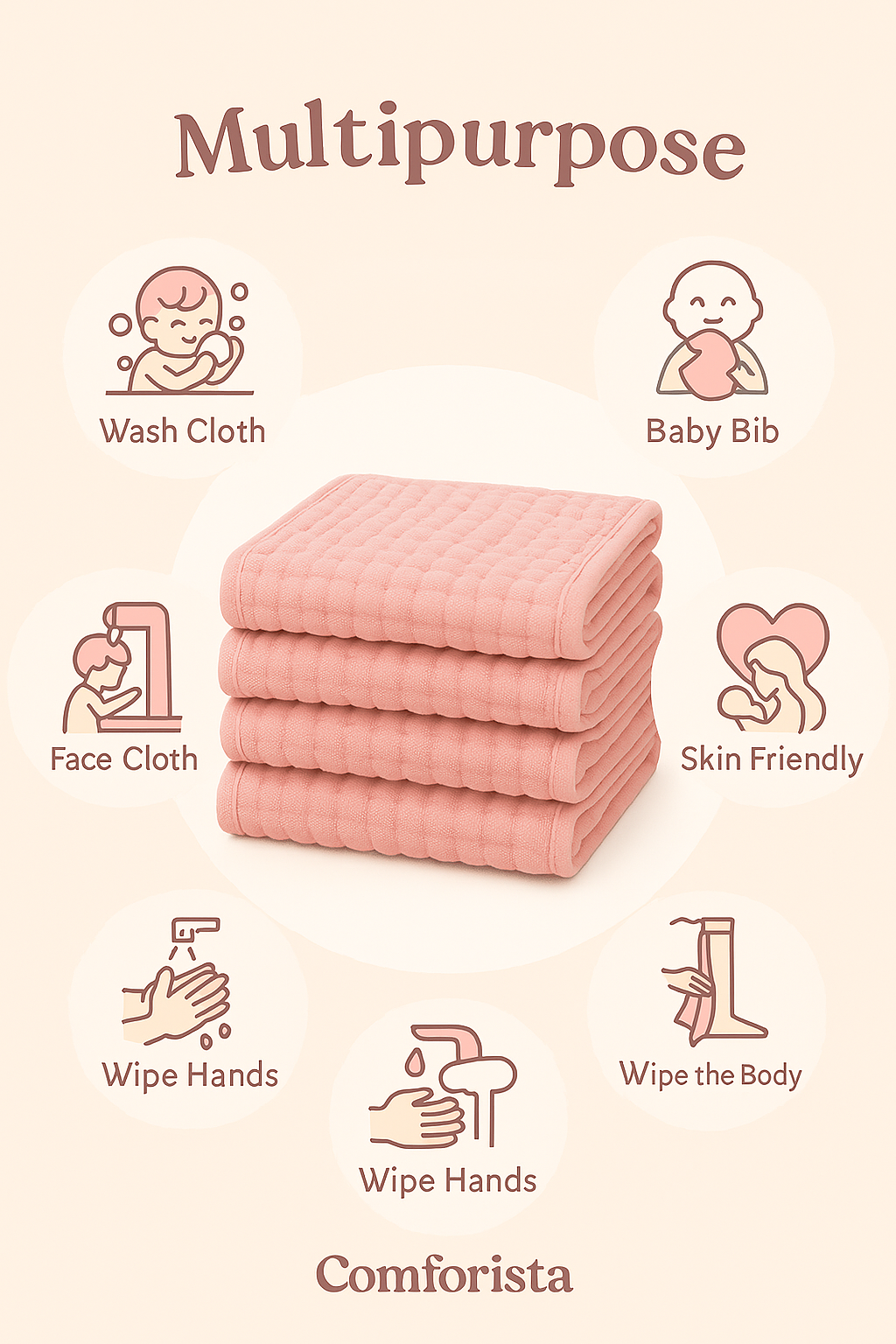 Muslin Burp Cloths 6 Pack, Large Size 20"x10" Muslin Washcloths, 6 Layer Super Absorbent, Soft & Gentle Baby, Burp Cloths Baby Boy & Girl, Machine Washable, Baby Essentials for kids