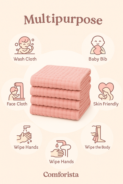 Muslin Burp Cloths 6 Pack, Large Size 20"x10" Muslin Washcloths, 6 Layer Super Absorbent, Soft & Gentle Baby, Burp Cloths Baby Boy & Girl, Machine Washable, Baby Essentials for kids