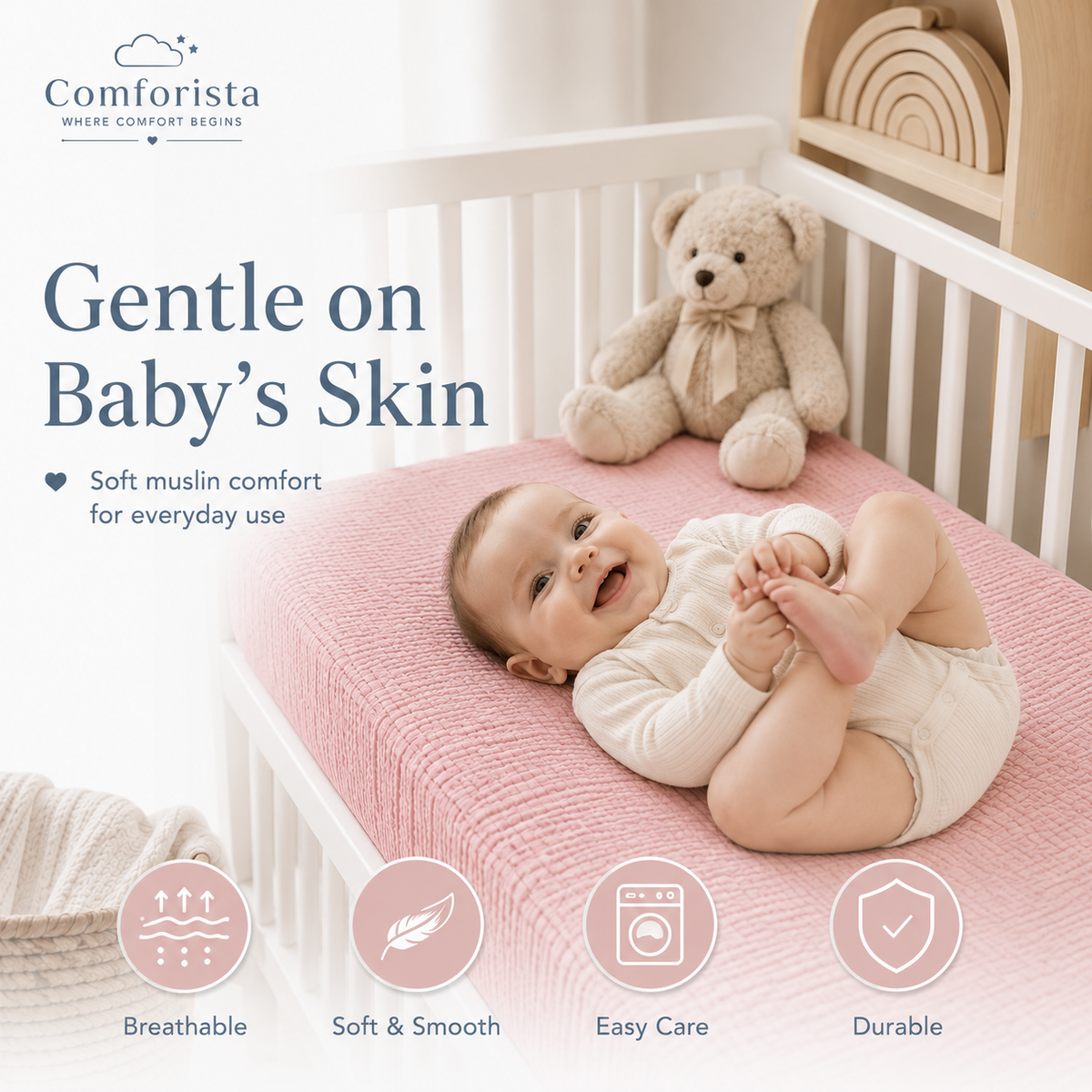 Comforista Muslin Crib Sheet 1 Pack