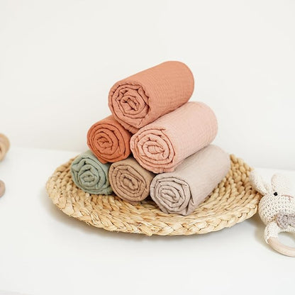 Muslin Burp Cloths 6 Pack, Large Size 20"x10" Muslin Washcloths, 6 Layer Super Absorbent, Soft & Gentle Baby, Burp Cloths Baby Boy & Girl, Machine Washable, Baby Essentials for kids