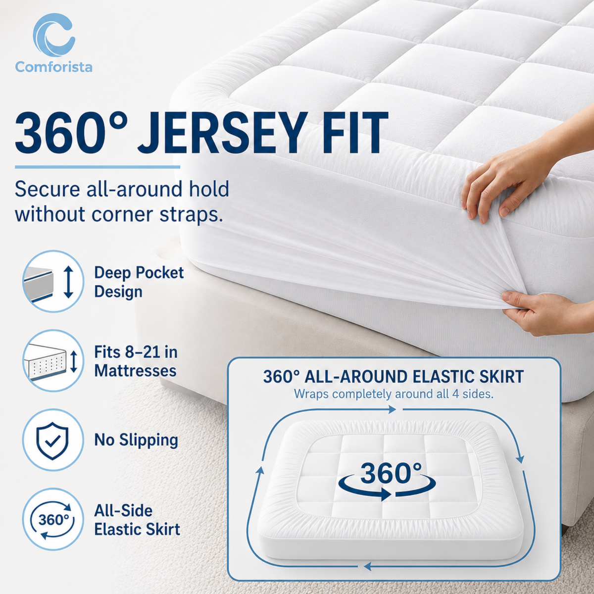 Comforista Queen Mattress Topper 4 inch - Soft Quilted