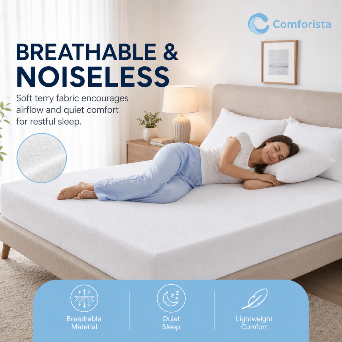 Comforista 200 GSM Terry Waterproof Mattress Protector - Soft & Breathable Bed Protectors