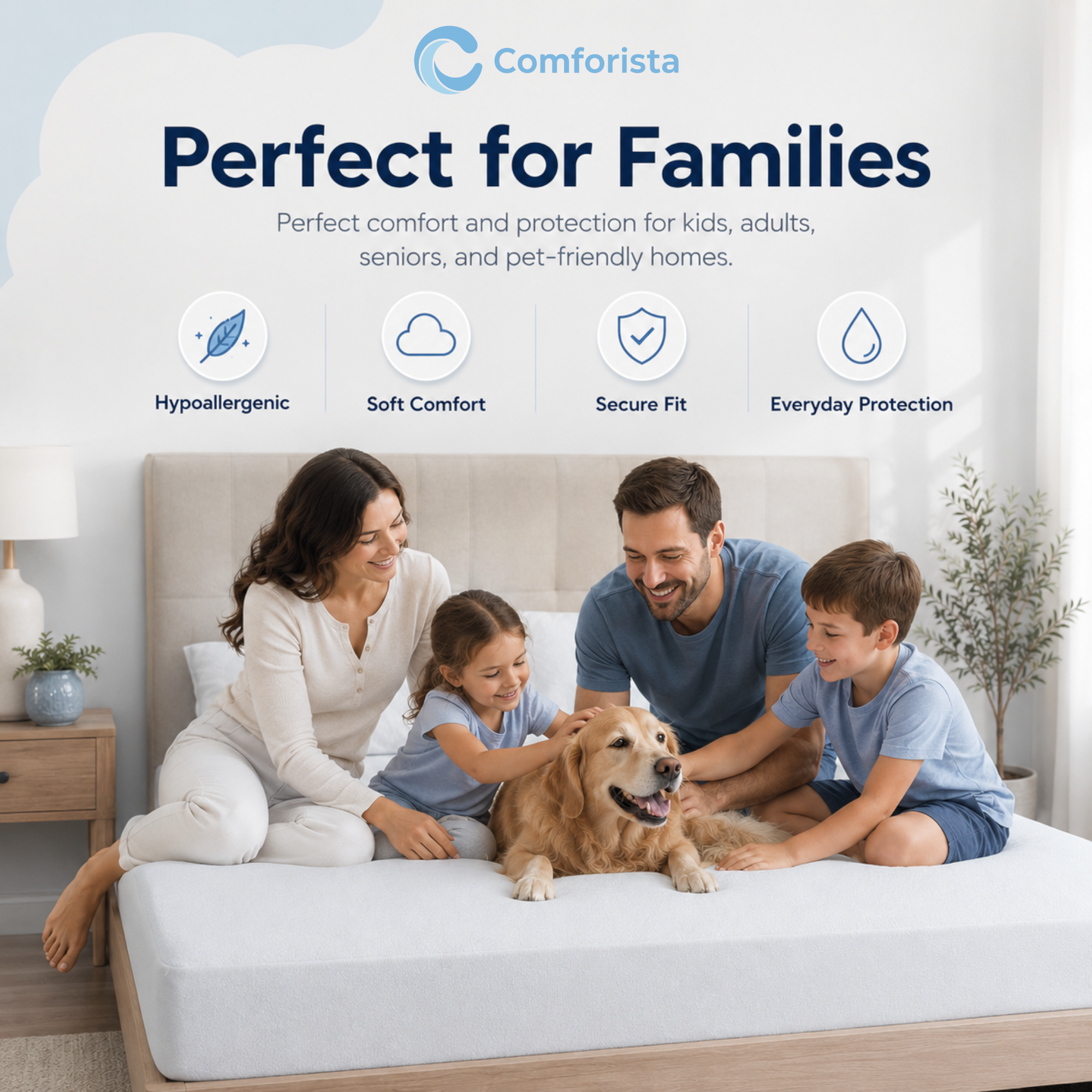 Comforista 200 GSM Terry Waterproof Mattress Protector - Soft & Breathable Bed Protectors