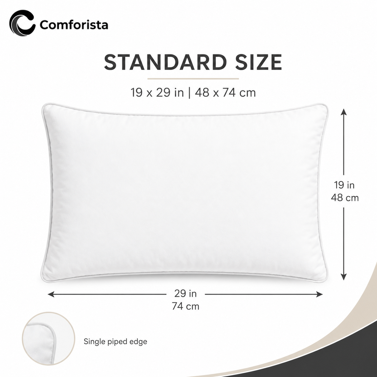 Comforista Piped Edge Bed Pillows Pack of 2