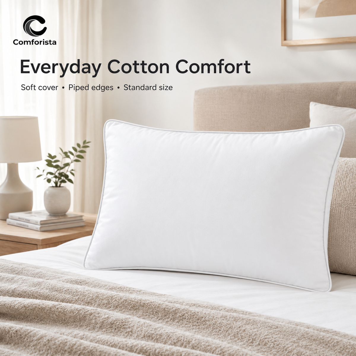 Comforista Piped Edge Bed Pillows Pack of 2