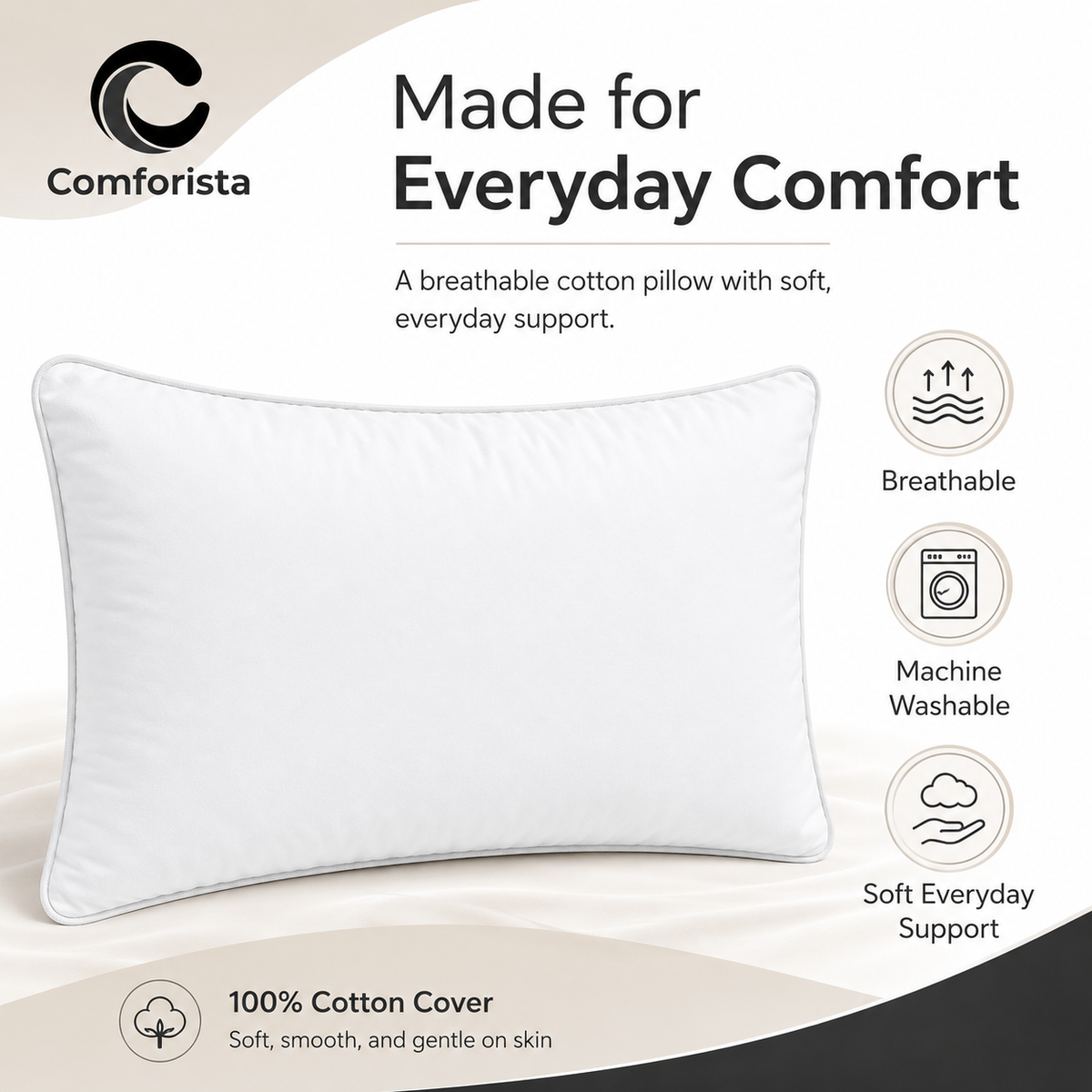 Comforista Piped Edge Bed Pillows Pack of 2