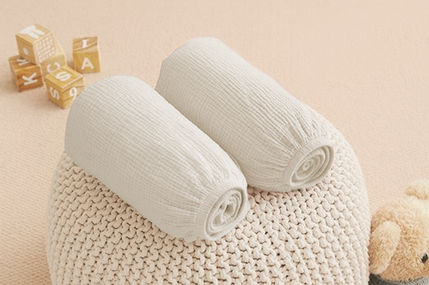 Muslin Bassinet Sheets Set of 2 Large Size 33x17, Bassinet Sheets, Soft Breathable Fitted Bassinet Sheets for Bedside Sleeper, Gentle on Baby Skin, Stays Tight & Won’t Bunch Up