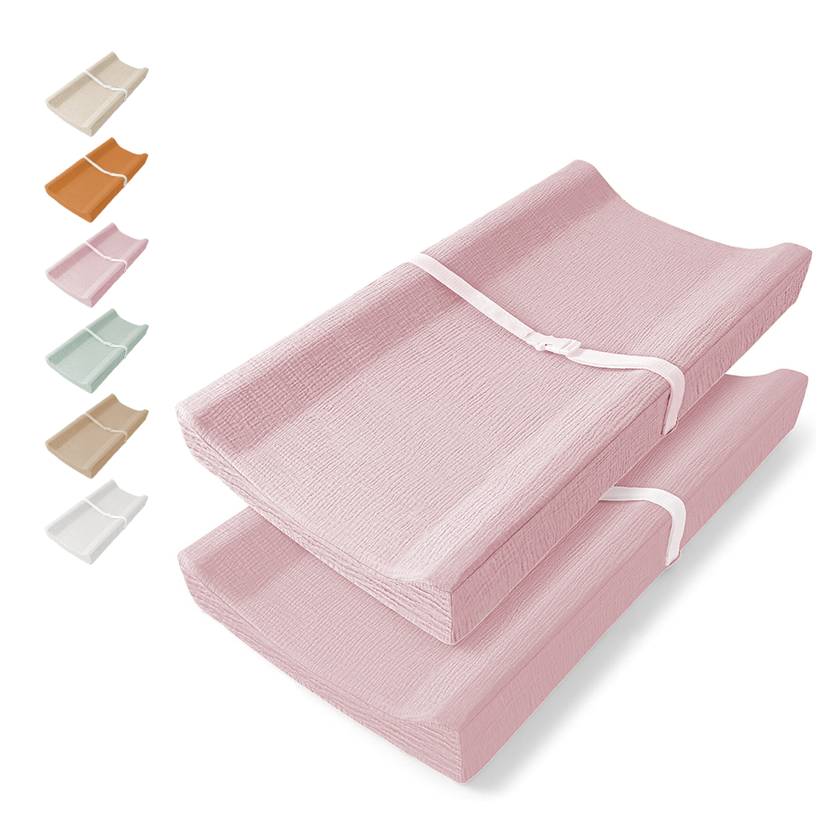 Comforista Muslin Changing Pad Cover – Dusty Pink, Pack of 2
