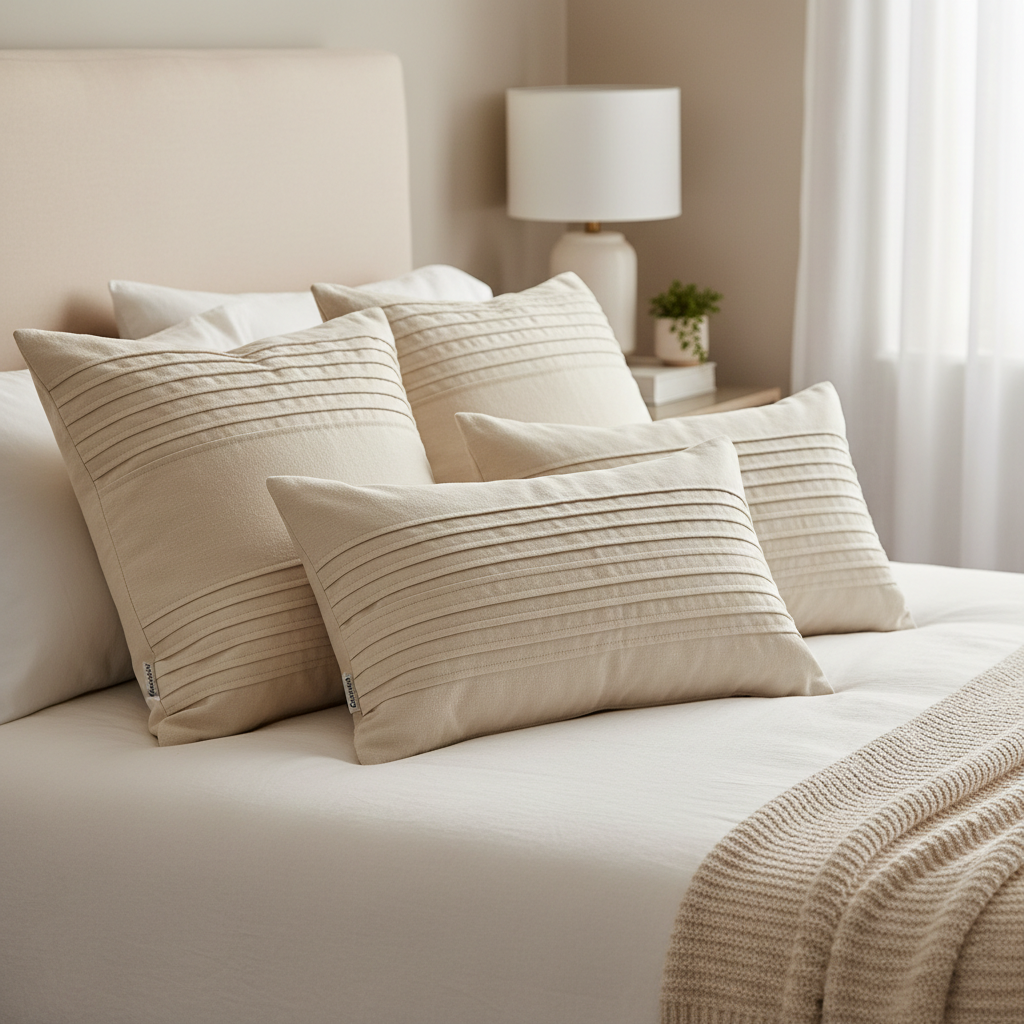 Comforista Decorative Pintuck Pillow Cream Set of 4